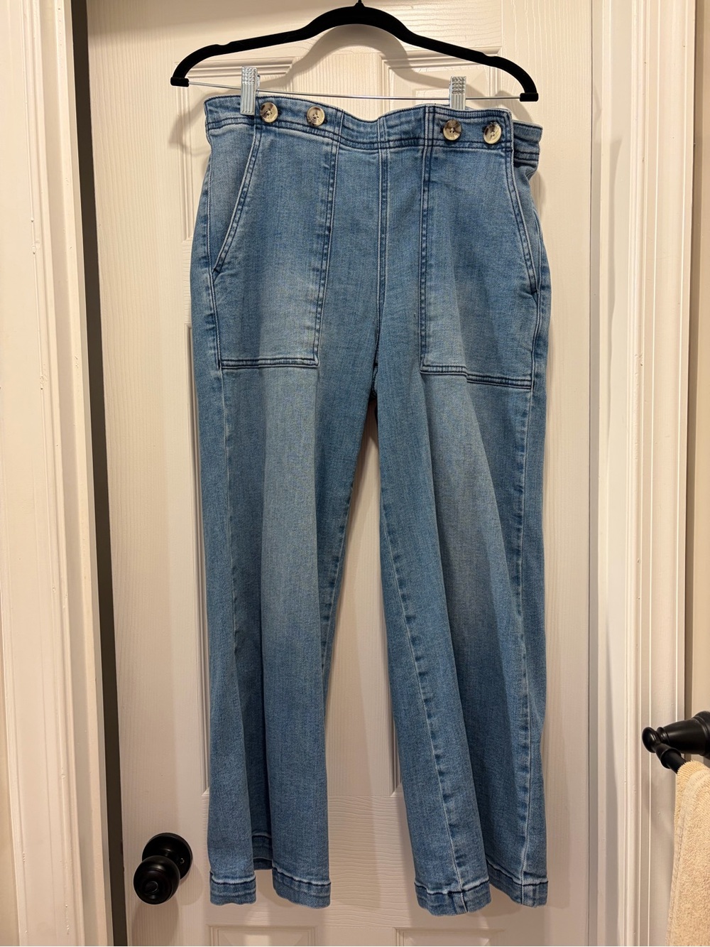 Pilcro Light Blue Straight-Leg Jeans with Button Waist